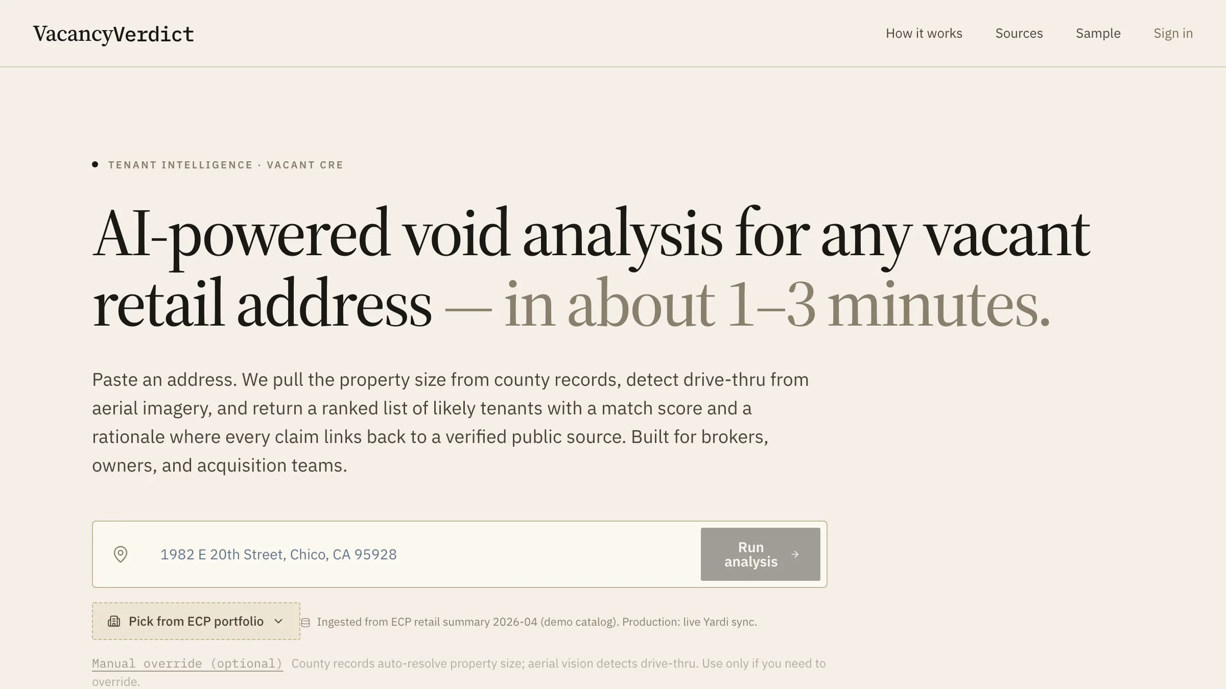 Void Analysis — AI-powered retail tenant matching for commercial real estate